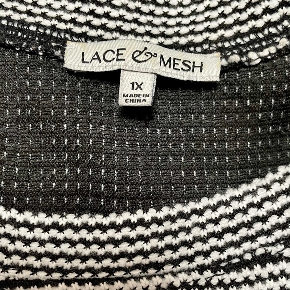 ModCloth Lace&Mesh Textured Black White Plus Dress - Picture 7 of 9